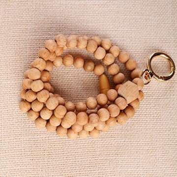 Teacher Breakaway Lanyards for Id Badges and Keys, Beaded Cute Badge Lanyards for Women Soft Nurse Necklace Boho Lanyards Fashion Wooden Bead Lanyard