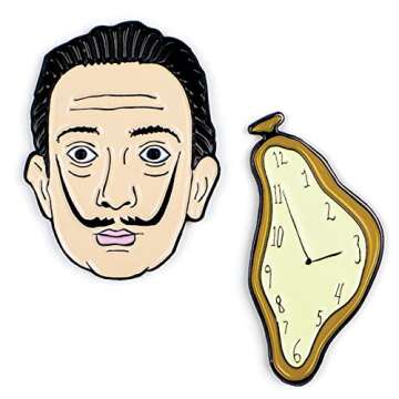 Dali and Watch Enamel Pin Set - Strong Rubber Backing Clasps