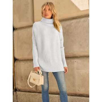 LILLUSORY Womens Turtleneck Oversized Tunic Fall Sweaters 2024 Casual Long Pullover Knit Winter Cute...