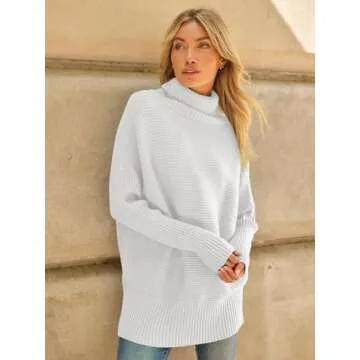LILLUSORY Stylish Oversized Turtleneck Sweater for Women