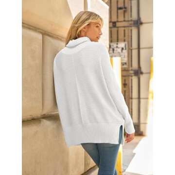 LILLUSORY Womens Turtleneck Oversized Tunic Fall Sweaters 2024 Casual Long Pullover Knit Winter Cute Poncho Fashion Trendy Clothes Outfits Clothing Tops Leggings White