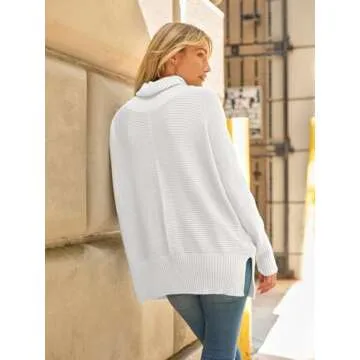 LILLUSORY Stylish Oversized Turtleneck Sweater for Women