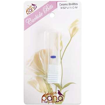 PANA 3/32" Under Nail Cleaner Ceramic White Nail Drill Bit for Manicure, Pedicure, and Acrylic (Grit: Medium - M, 1pc)