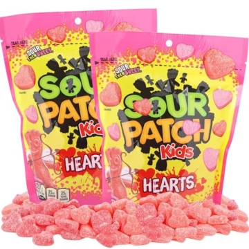 Valentine's Day SourPatchkids Hearts Candy, 2 Pack, Gummy Hearts Candy, 10 Oz Ea, Fruity Heart Shape...