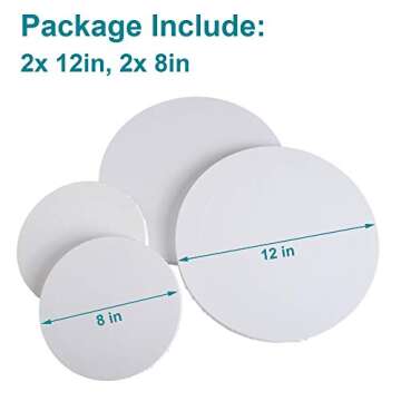 IVON 4pcs Round Canvas Set for Creative Painting Fun