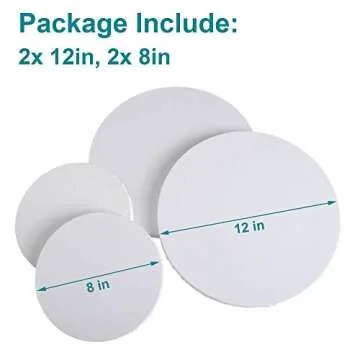 IVON 4pcs Round Canvas Set for Creative Painting Fun