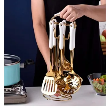 Elegant AQUAX Stainless Steel Kitchen Utensil Set with 7 Pieces