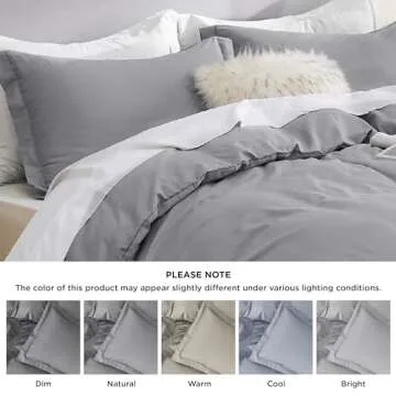 Bedsure Duvet Cover Queen Size - Soft Double Brushed Bedding Set for Kids & Adults, Zipper Closure, 3 Pieces, Includes 1 Duvet Cover (90"x90") & 2 Pillow Shams, NO Comforter, Grey