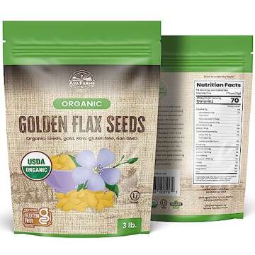 Ava Farms Organic Golden Flax Seeds - Whole Flax Seeds for Smoothies, Baking, Cooking, Salads and Mo...