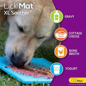 LickiMat X Large Breed Soother Dog Lick Mat Dog Calmer Slow Feeder, Anxiety Reliever Alternative to Puzzle Toys, Slow Feeding Bowls. Use Peanut Butter, Wet Food, Raw Food, Mixed Food, Healthy Treats