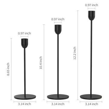 Elegant Black Candle Holders Set of 3 for Weddings