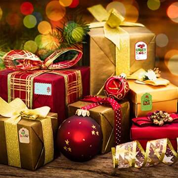 Lonbass Christmas Stickers: 120 Gift Tags & Labels for Festive Gifts