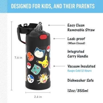 THERMOS Pokémon Water Bottle - 12 oz Fun and Insulated