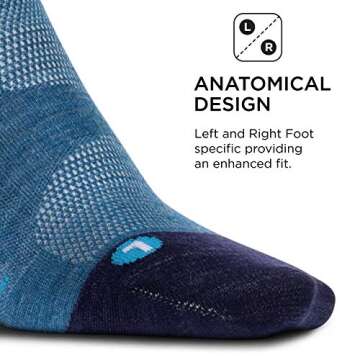 Feetures Merino 10 Ultra Light Cushion No Show Tab Ankle Socks - Wool Socks for Women & Men - Nebula Navy, M (1 Pair)