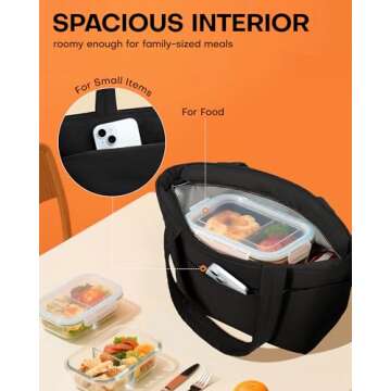 HOTOR Puffer Tote Lunch Bag for Women - Large Capacity Insulated Lunch Box & Cooler, Leakproof Therm...