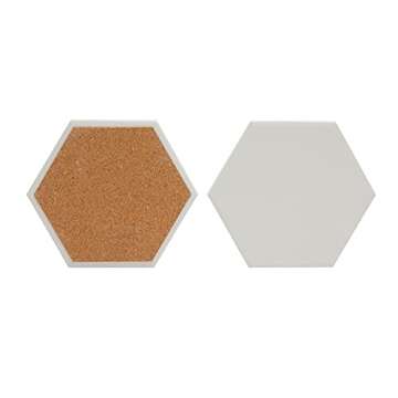Bright Creations Blank White Ceramic Hexagon Coasters. Tiles for Crafts (3.7 inches) - Pack of 12