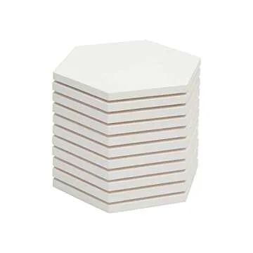 Bright Creations Blank White Ceramic Hexagon Coasters. Tiles for Crafts (3.7 inches) - Pack of 12