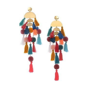 Long Tassel Brass Earrings Statement Fringe Drop Bohemian Earrings Dig Dangle for Women