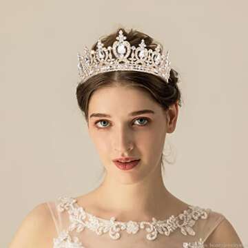 Atoden Gold Crown Queen Crown Crystal Princess Tiara Rhinestone Tiaras and Crowns for Women Wedding Tiara for Bride Full Round Headpiece for Party Birthday Decorations Prom Bridal