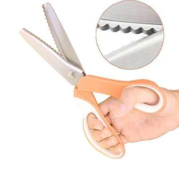 JISTL Pinking Shears for Fabric, Stainless Steel Handled Professional Dressmaking Sewing Scissors Zi...