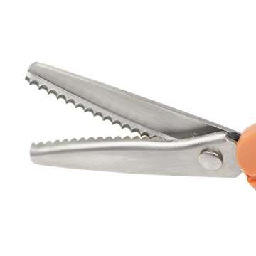 JISTL Pinking Shears for Fabric, Stainless Steel Handled Professional Dressmaking Sewing Scissors Zig Zag Fabric Craft Scissors 9.3 inch Scalloped (Orange)