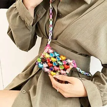 Colorful Rainbow Beaded Crossbody Bag for Kids and Adults