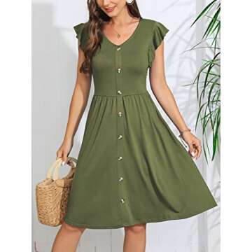 Lamilus Ruffle Sleeve Midi Dress for Stylish Women