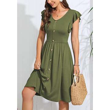 Lamilus Ruffle Sleeve Midi Dress for Stylish Women
