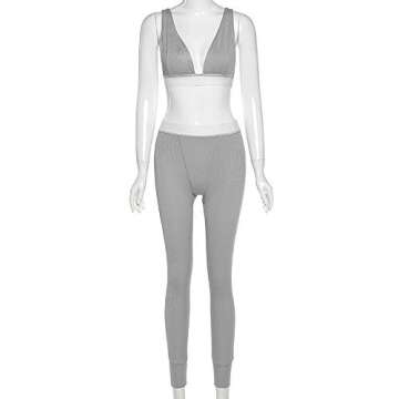 LuFeng Two Piece Outfits For Women High Waist Leggings and Crop Top Yoga Activewear Set