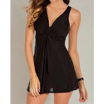 Miraclesuit Women's Tummy Control Swimdress - Black Size 14