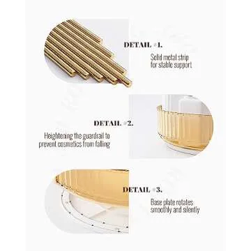 Devokimi Bathroom Organizer Countertop, Rotating Makeup Organizer for Vanity, 2-Tier Make Up Organizers and Storage, Vanity Tray Shelf for Cosmetic, Skin Care, Lotions (Champagne Gold)