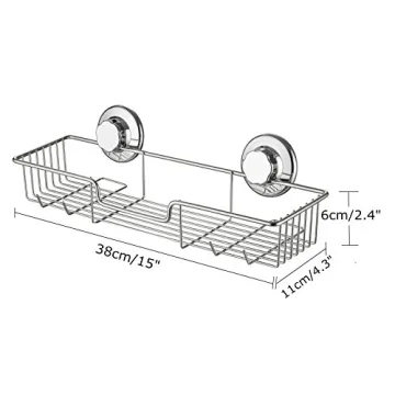 SANNO Suction Cup Shower Caddy Storage Combo Organizer, No Damage Bath Shelf Suction Cup Shower Basket,Rustproof Wire Bathroom Accessories - Rustproof Stainless Steel