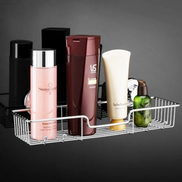 SANNO Suction Cup Shower Caddy Storage Combo Organizer, No Damage Bath Shelf Suction Cup Shower Basket,Rustproof Wire Bathroom Accessories - Rustproof Stainless Steel