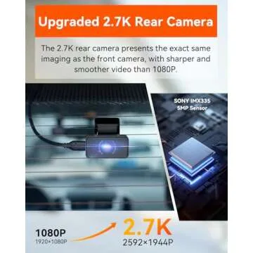 Vantrue E2 Dash Cam Front and Rear with Voice Control, 2.7K + 2.7K Dual Dash Camera for Cars, WiFi, GPS, Night Vision 2.0, Buffered Parking Mode, G-Sensor, 2.45" IPS, 160°, WDR, Support 512GB