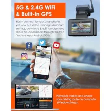 Vantrue E2 Dash Cam Front and Rear with Voice Control, 2.7K + 2.7K Dual Dash Camera for Cars, WiFi, GPS, Night Vision 2.0, Buffered Parking Mode, G-Sensor, 2.45" IPS, 160°, WDR, Support 512GB