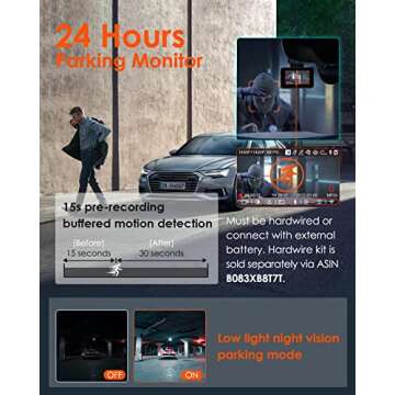 Vantrue E2 Dash Cam Front and Rear with Voice Control, 2.7K + 2.7K Dual Dash Camera for Cars, WiFi, GPS, Night Vision 2.0, Buffered Parking Mode, G-Sensor, 2.45" IPS, 160°, WDR, Support 512GB