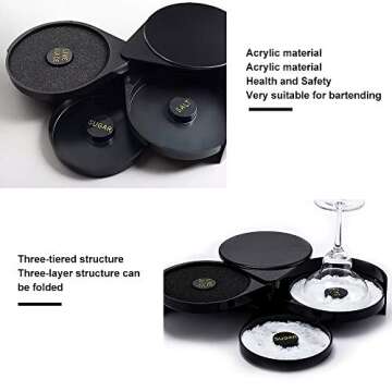 Dualshine 3-Tier Bar Juice Cocktail Seasoning Box Rimmers Bartender Tool Jewelry Storage Box Sugar Salt Rimmer for Bar Party