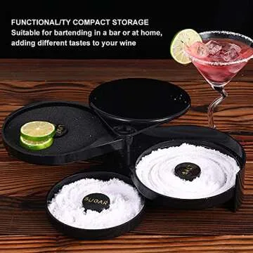 Dualshine 3-Tier Bar Juice Cocktail Seasoning Box Rimmers Bartender Tool Jewelry Storage Box Sugar Salt Rimmer for Bar Party