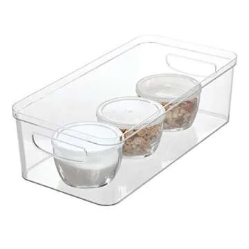 iDesign BPA-Free Plastic Crisp Large Pantry and Fridge Organizer with Easy to Grip Integrated Handles for Kitchen, Fridge, Freezer, Pantry and Cabinet Organization, 16" x 8" x 5", Clear