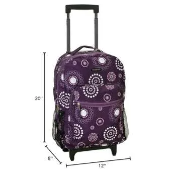 Rockland Double Handle Rolling Backpack, PURPLEPEARL, One Size