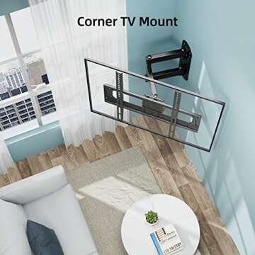 HCMOUNTING Full MotionTV Wall Mount for 26-60 inch Flat/Curved TVs up to 88 lbs, Heavy Duty Swivel TV Mount with Single Stud Design,Smooth Extension,Max VESA 400x400mm,HC3402