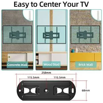 HCMOUNTING Full MotionTV Wall Mount for 26-60 inch Flat/Curved TVs up to 88 lbs, Heavy Duty Swivel TV Mount with Single Stud Design,Smooth Extension,Max VESA 400x400mm,HC3402