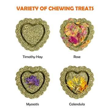 Sofier 12Pcs Timothy Hay Treats - Natural Chews for Teeth - Handmade Rabbit, Chinchilla, Gerbil, Rat...