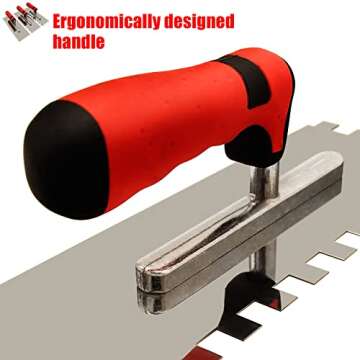 Tile Tools Stainless Steel Square Notched Trowel Set 3 PC (Notch Size: 5/32" & 5/16" & 1/2") Masonry Hand Kit for Wall Floor Tiling Installation