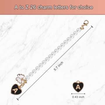 3PCs Letter Charm Accessories for Stanley Cup, ID Initial Letter Charm Personalized Handle Charm for Stanley/Simple Modern Tumbler 30 40oz, Pearl Chain Butterfly Decor with 3 Charms Replacement (V)