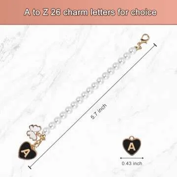 3PCs Letter Charm Accessories for Stanley Cup, ID Initial Letter Charm Personalized Handle Charm for Stanley/Simple Modern Tumbler 30 40oz, Pearl Chain Butterfly Decor with 3 Charms Replacement (V)