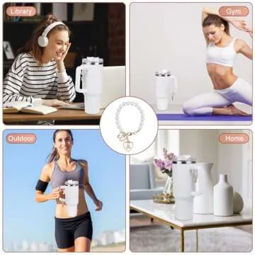 3PCs Letter Charm Accessories for Stanley Cup, ID Initial Letter Charm Personalized Handle Charm for Stanley/Simple Modern Tumbler 30 40oz, Pearl Chain Butterfly Decor with 3 Charms Replacement (V)