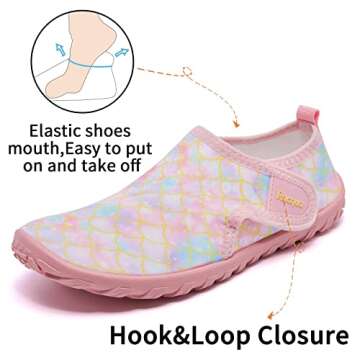 Racqua Girls Water Shoes Kids Barefoot Beach Swim Shoes Quick Dry Lightweight Boating Sport Pool Surfing Walking Aqua Shoes Little Kid Mermaid 13