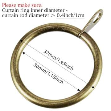 Shappy 40 Packs Metal Drapery Curtain Rings Curtain Rod Rings with Eyelets Hanging Rings for Curtain...