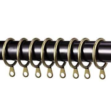 Shappy 40 Packs Metal Drapery Curtain Rings Curtain Rod Rings with Eyelets Hanging Rings for Curtains and Rods, Drape Sliding Eyelet Rings Internal Diameter(1.18in,Green Brass)